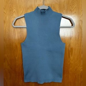 Happily Grey Ribbed Mock Neck Sleeveless Sweater Tank